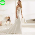 Свадебное платье-русалка, 2021, в стиле бохо, с пуговицами, шифоновые кружевные аппликации