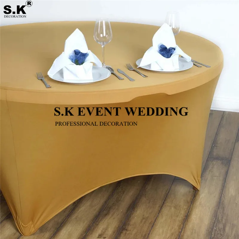 

Round Lycra Spandex Table Cloth Cover Poly Tablecloth For Wedding Banquet Event Home Decoration