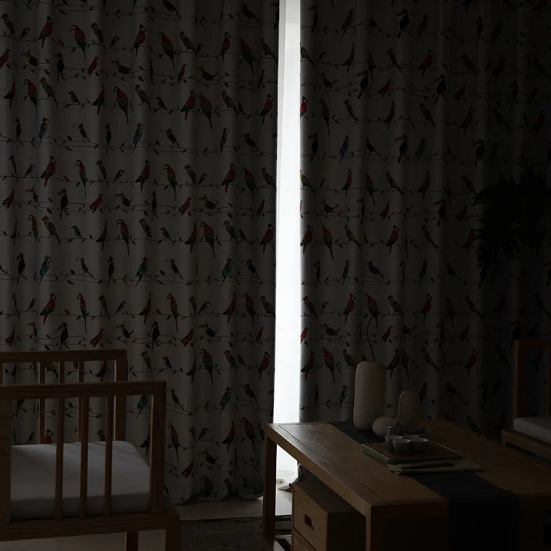 Занавеска С мультяшным принтом попугая для мальчиков и девочек Затемняющая