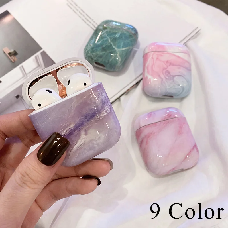 Чехол для наушников с мраморным узором для Airpods 1 2, Жесткий Чехол из поликарбоната, чехол для зарядки AirPods 1 2, защитный чехол I11s I9s I12