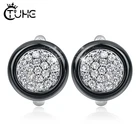 Новые модные керамические серьги U-образной формы, ювелирные изделия, розовые, белые, черные, невыцветающие керамические серьги для женщин, золотые серьги с кристаллами