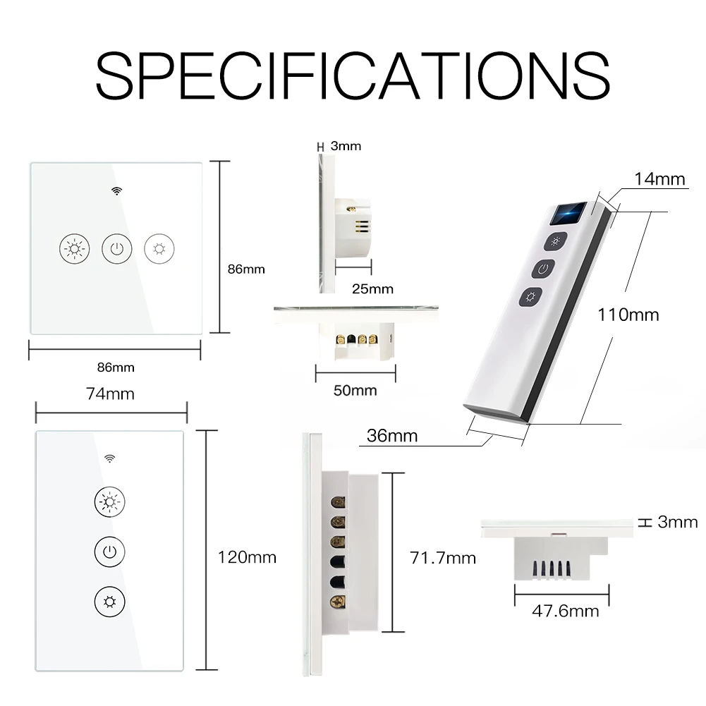 

EU US Smart Light Dimmer Switch WiFi RF 2/3Way Muilti-Control Tuya Smart Life APP Remote Control Works with Alexa Google Home