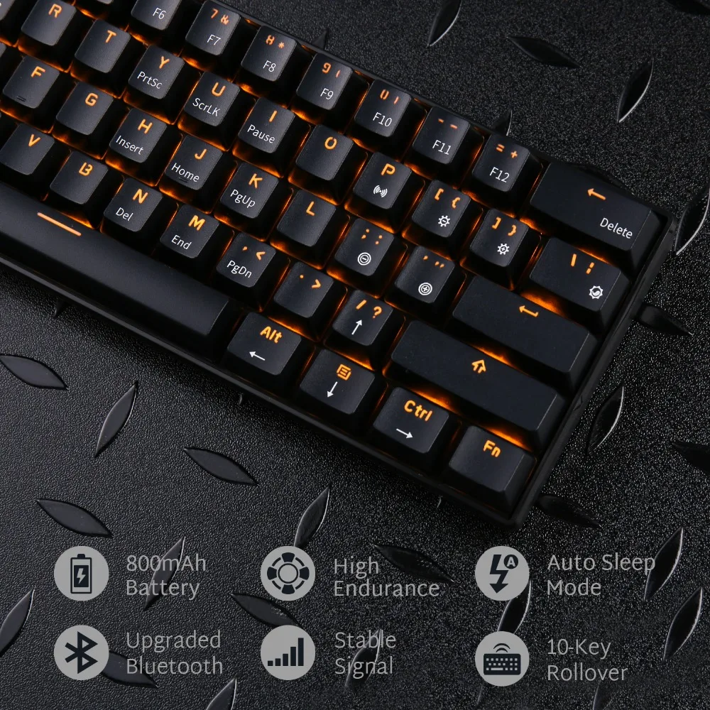 RK ROYAL KLUDGE RK61 Беспроводная Механическая игровая клавиатура 61 Ключ мультиустройство синий переключатель светодиодный аккумулятор с подсветкой