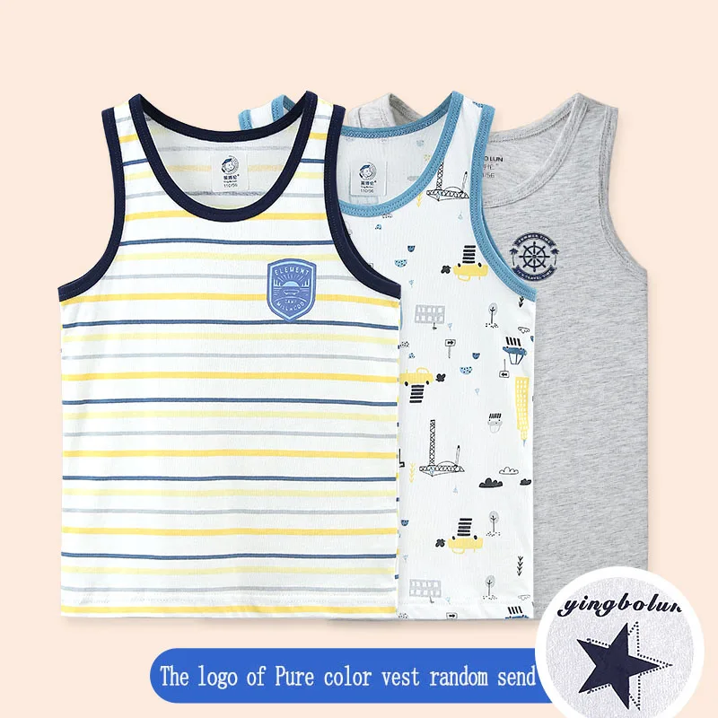 3pcs NO8 boy 3 шт./лот, топы на бретелях для маленьких девочек, однотонный детский жилет, Пляжное детское нижнее белье, футболки без рукавов из хлопка для девочек, VE004 - Цвет: 3pcs NO8 boy