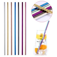 50pcs 265mm reusable drinking straws metal stainless steel straight straws home bar accessories