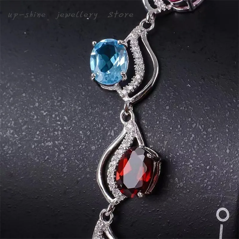 Новый браслет из натуральных драгоценных камней инкрустированный серебром 925