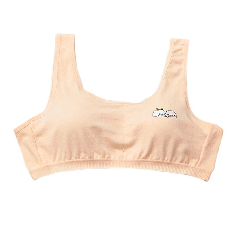 Шампанское Подростковый комплект для девочек; летние хлопковые UnderwearSolid Цвет мультфильм печатных бесшовные для подростков; Бюстгальтер для подростков; мягкое удобное нижнее белье - Цвет: Шампанское