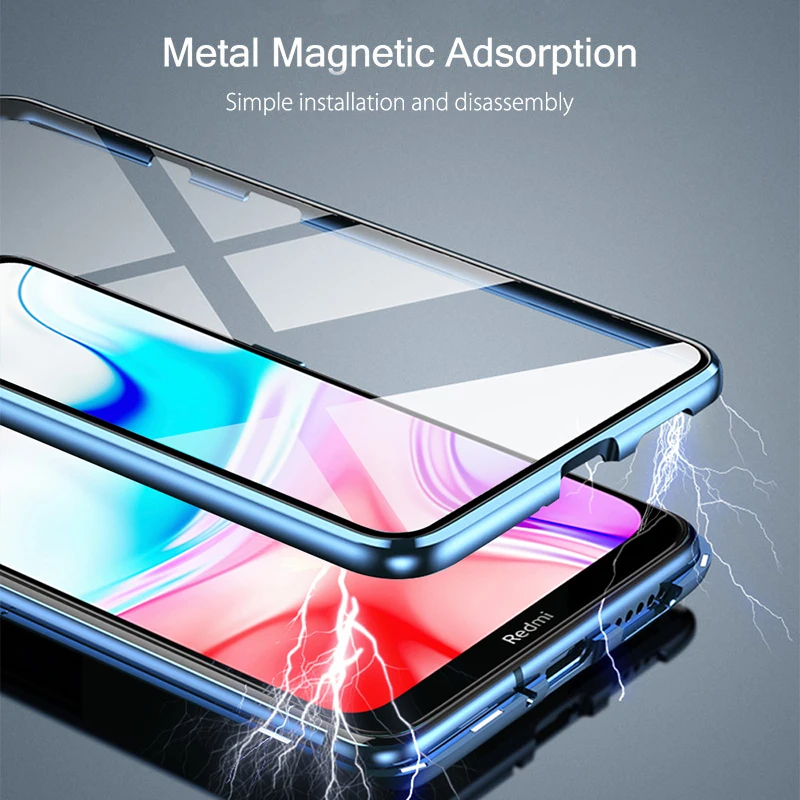 Natrberg 360 Полный Чехол для Xiaomi Redmi 8 чехол магнитный металлический двойной закаленное стекло задняя крышка Жесткий чехол для Redmi 8A 8 A Pro Чехол