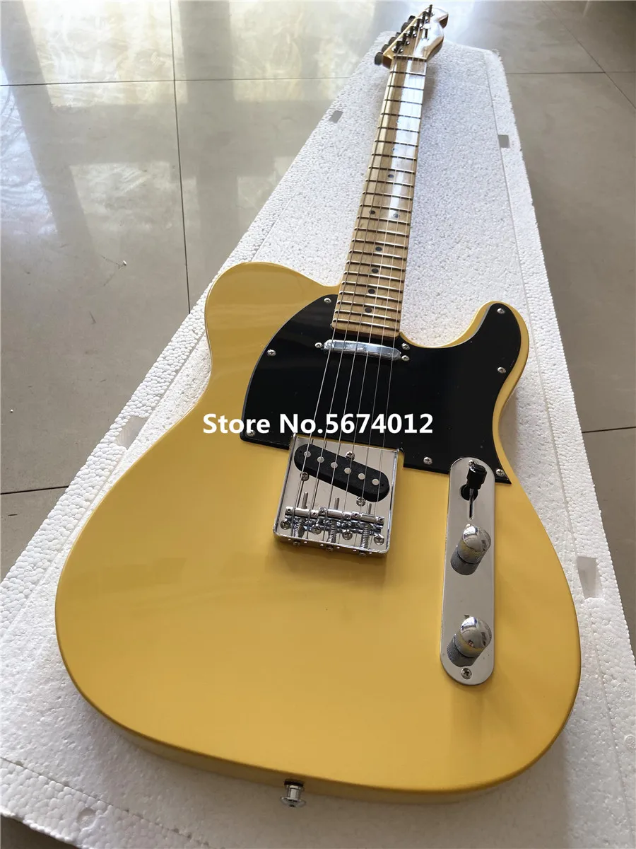 hohe qualität 6 string elektrische gitarre linde korpus klassische vintage gelb farbe zurück threading kostenlose lieferung free global