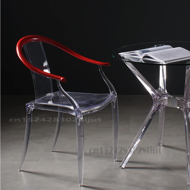 

Креативный модный современный прозрачный большой главный стул, пластиковый обеденный стул, кофейный стул, стул для переговоров, спинка для ...