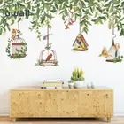 Стикеры для растений на стену клетка для птиц с лозой, креативное украшение для маленькой гостиной, украшение для спальни, самоклеящиеся наклейки, домашний декор