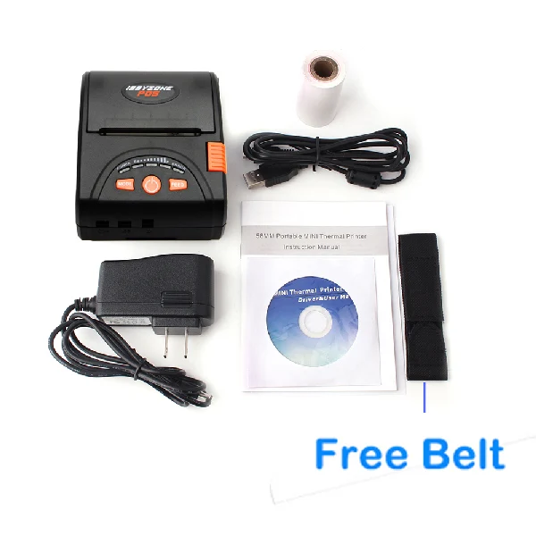 With Belt ISSYZONEPOS Android Bluetooth принтер мобильный беспроводной мини штрих-код 58 мм Термальный чековый POS принтер iOS Телефон Бесплатные SDK программы - Цвет: With Belt