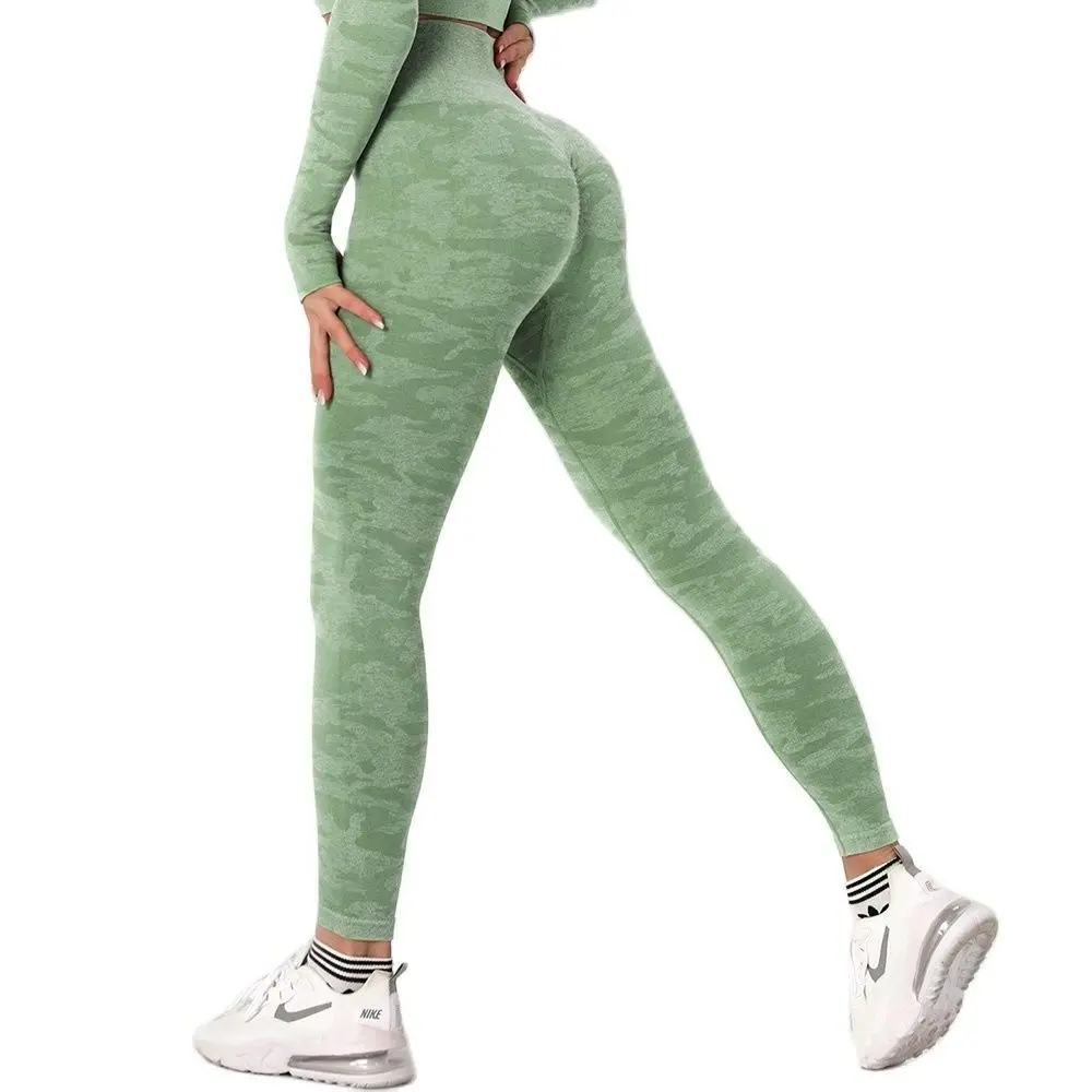 

Камуфляжные Леггинсы для йоги, спортивные женские аксессуары для фитнеса, спортзала, Модные Классические колготки с высокой талией, бесшов...