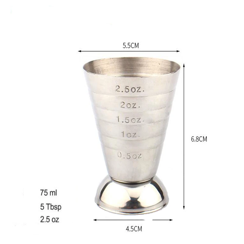 75ml Stainless Steel Bar Wine Cocktail Shaker Jigger Single Double Shot Bartender Drink Mixer Measurer Cup Tools |