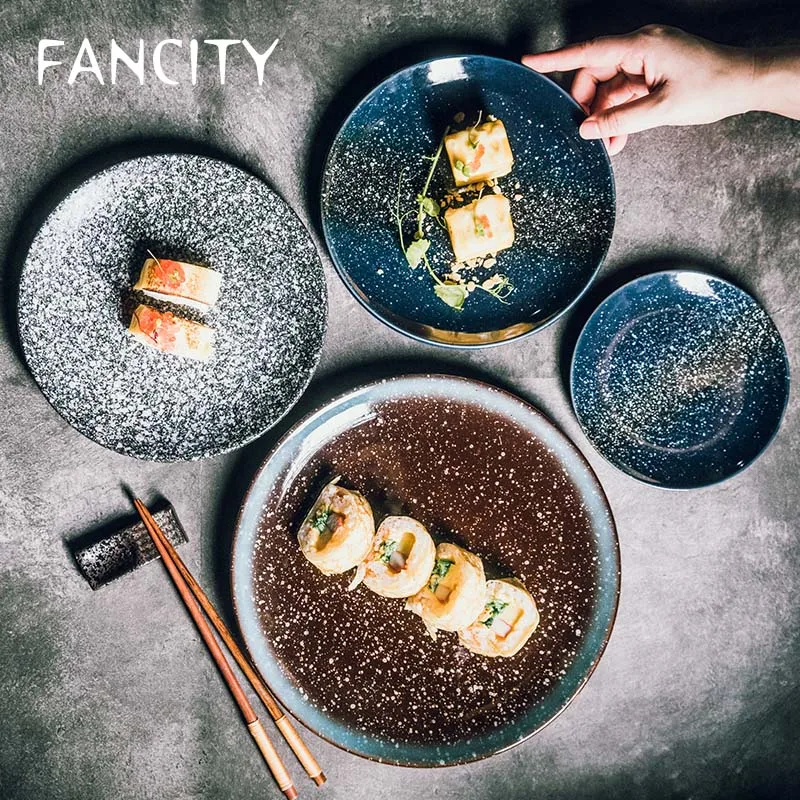 

Высококачественные креативные керамические тарелки FANCITY в японском стиле, бытовые блюда, блюда для мяса, коммерческие рестораны, Европейск...