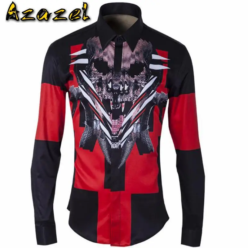 

Azazel Shirt Men Luxury Allover Printed Long Sleeve Mens Dress Shirts 3D Digital Printing Casual Shirts Man Plus Size 4XL