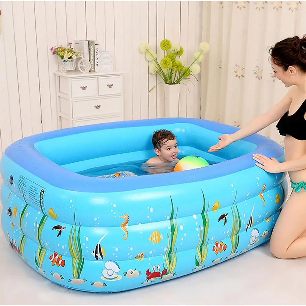 

1.3M Children Bathing Tub Baby Home Use Paddling Pool Inflatable Square Swimming Pool Kids Inflatable Pool Ocean Ball