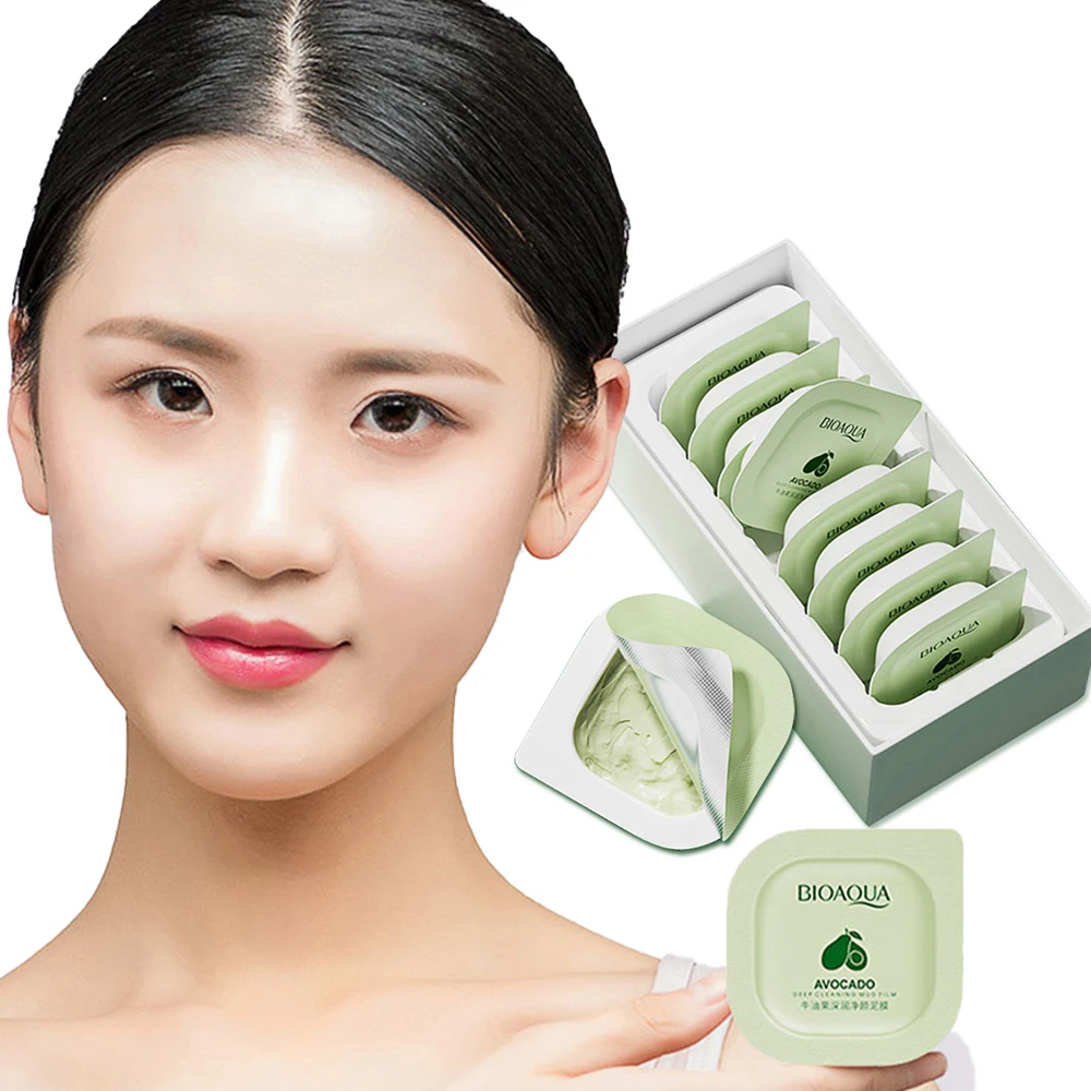 

8PCS Avocado Moisturizing Boxed Mud Mask Smoothing Gentle Deep Cleansing Brighten Increases Elasticity Oil Control Prevent Aging