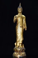 27chinese folk collection old bronze gilt thai buddha shakyamuni buddha standing buddha ornaments town house exorcism