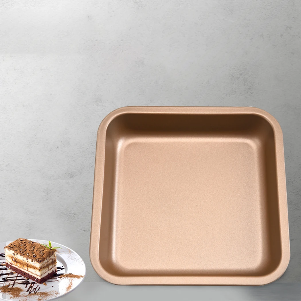 

2PCS Household Kitchen Barbecue Carbon Steel 8-inch Square Golden Appearance Beautiful And Practical Clean Non-stick Bakeware