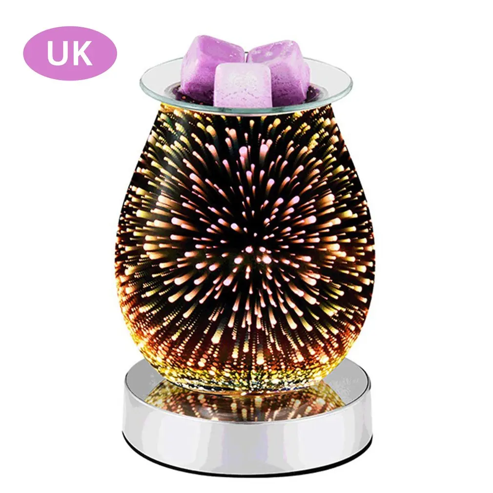

3D Aroma Lamp Electric Wax Melt Burners 3D Fireworks Effect Oil Burner Touch Sensitive Night Light For Gifts & Decor
