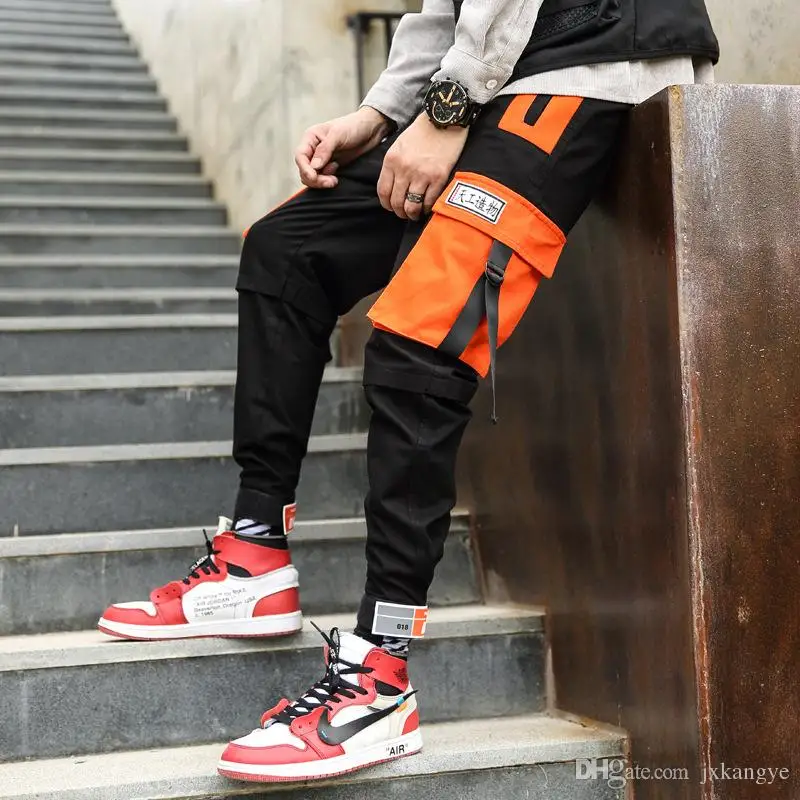 

E-BAIHUI Men Black Joggers Pants Summer 2020 Mens Big Pockets Ankel Cargo Pants Male Spring Streetwear Overalls Sweatpants 9012