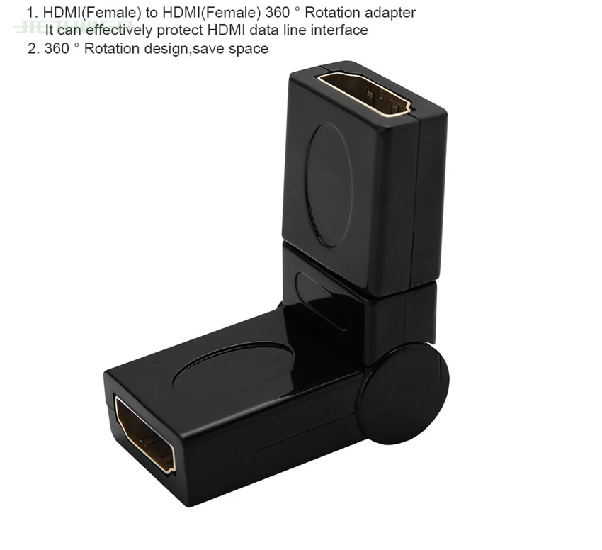 

300PCS HDMI 1.4 Female to Female cable Adapter Converter 360 Degree Rotatory Plug Angle Folding Connector For PS4 PS3 TV BOX