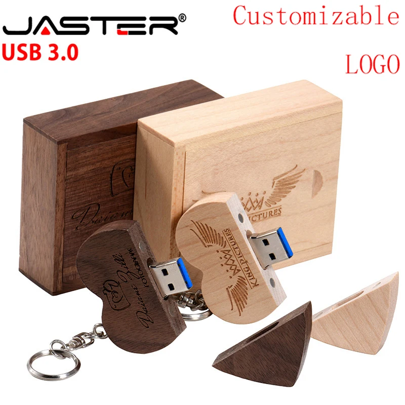 JASTER USB флэш-накопитель 2 цвета USB 3,0 внешний накопитель 4 ГБ 8 г 16 ГБ 32 ГБ 64 ГБ Деревянный usb+ коробка Флешка индивидуальный дизайн