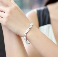 charmhouse crystal bracelet 8mm wide zirconia chain bracelets bangles wristband pulseira femme wedding bridal jewelry bijoux
