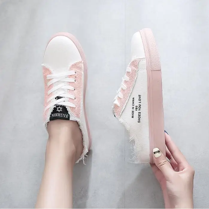 YeddaMavis Розовая женская обувь Женская полотняная с подошвой из вулканизированной
