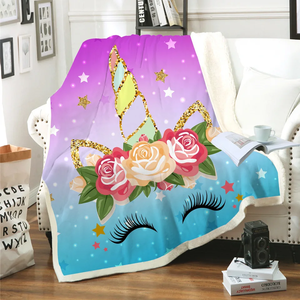 Цветное покрывало в виде единорога для детей 3d-одеяло из искусственного меха