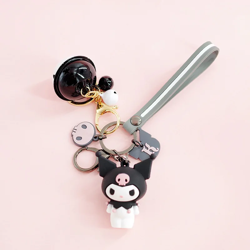 

Cartoon Cute Cinnamoroll Keychain Kuromi Keychain Lady Girl Charm Bag Pendant Bell Car New Key Ring Jewelry Gift