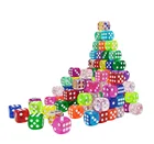 5 шт.партия, прозрачные акриловые 6-сторонние игральные кости D6, 14 мм, 10 цветов