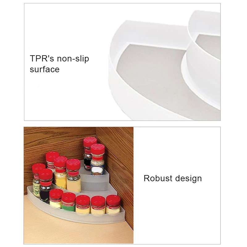 

Spice Rack 3 Tier Corner Organizer Compact Caddy Rack for Kitchen Bathroom Office Craft Room Storage Organization HK3