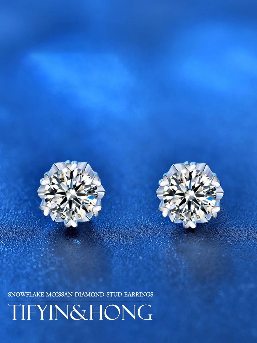 Серьги в виде Снежинки из серебра S925 с муассанитом, милый и романтический стиль, подарок на день рождения, эксклюзивные для пар