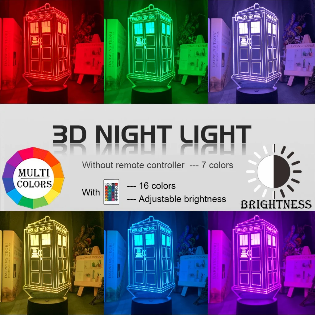 Doctor Who Call Box 3d оптический светодиодный ночник светильник для детей украшение