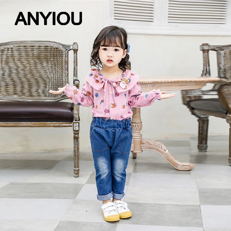Костюм из двух предметов новый костюм для маленьких девочек новые джинсы модные