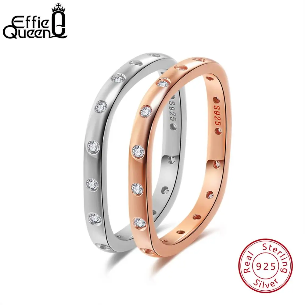 Effie queen 925 пробы серебряные женские кольца AAA кубический циркон уникальная установка обручальное кольцо для женщин изящное кольцо ювелирные изделия TSR51