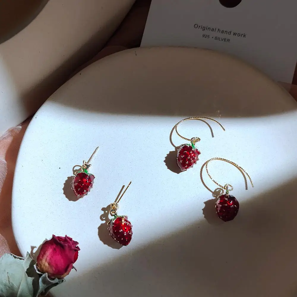 Женские серьги с эмалью MuHan капли клубничным фруктом ручная работа аксессуары