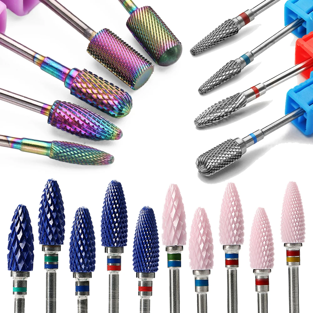 

2022new 29 Type Nail Drill Bits For Electric Drill Manicure Machine Accessory Rainbow Tungsten Carbide Ceramic Milling Cutter