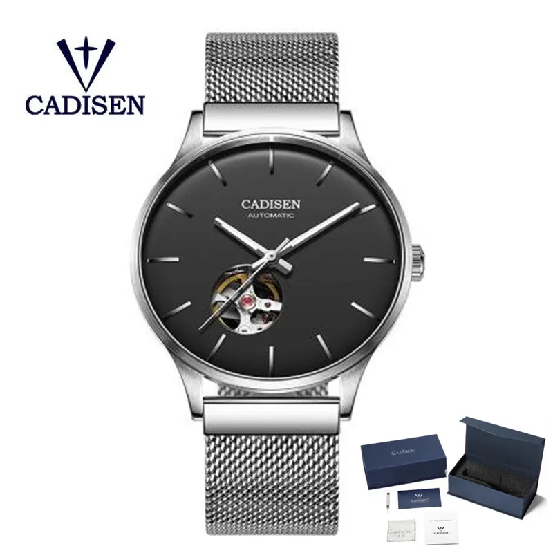 

CADISEN Men Watches Sapphire Automatic Mechanical Watch for Men Luxury Waterproof Miyota Japan Movement Hollow Steel Mesh Watch