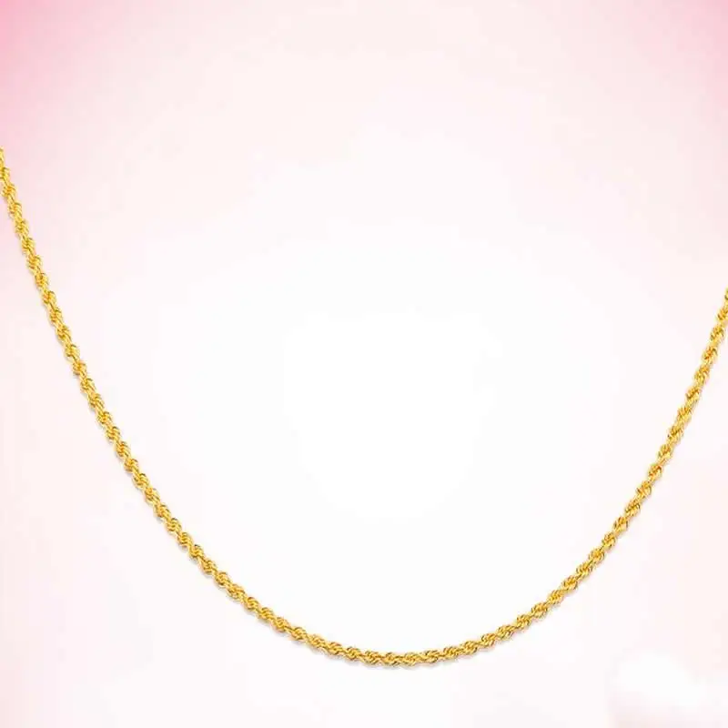 

Ожерелье-цепочка из желтого золота 18 карат, Женская веревочная цепочка пробы, ожерелье с печатью AU750