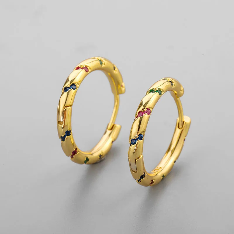 

SJDI-352 Circle Round Hoop Earring for Women Charming CZ Earrings Wedding Party Jewelry
