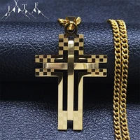 stainless steel cross statement necklace womenmen gold color big chain necklaces catholicism jewelry collier homme n2292s05