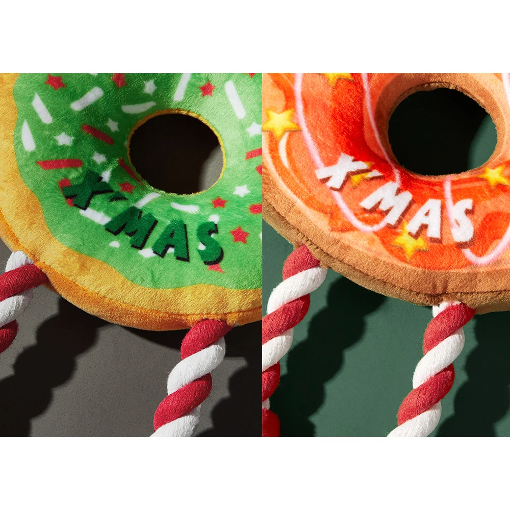 Рождественская тема многоцветная игрушка в форме пончика кошка и собака с