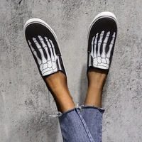 spring autumn streetwear hip pop style fashion skeleton print casual shoes cool flat bottom women running shoes slip on loafers