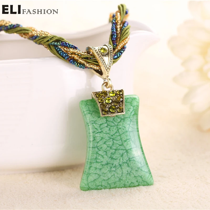 Ожерелье ELIfashion в стиле ретро богемное ожерелье с изгибочным квадратным