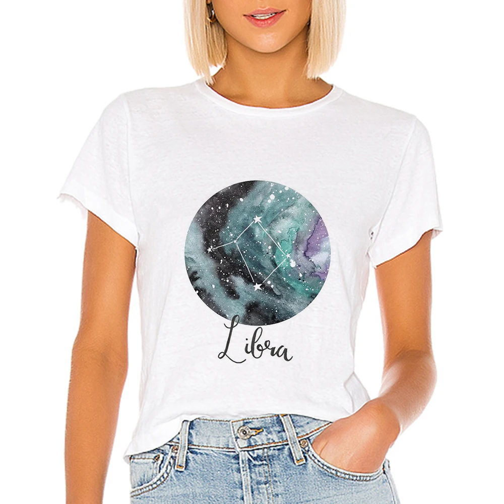 Женская красивая футболка с созвездием круглым воротником весна лето Футболка