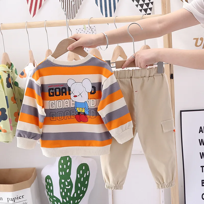 

New Autumn Spring Kids Fashion Clothes Baby Boys Letter T Shirt Girls Pants Children Toddler Costume Infant Sportswear 2pcs Sets