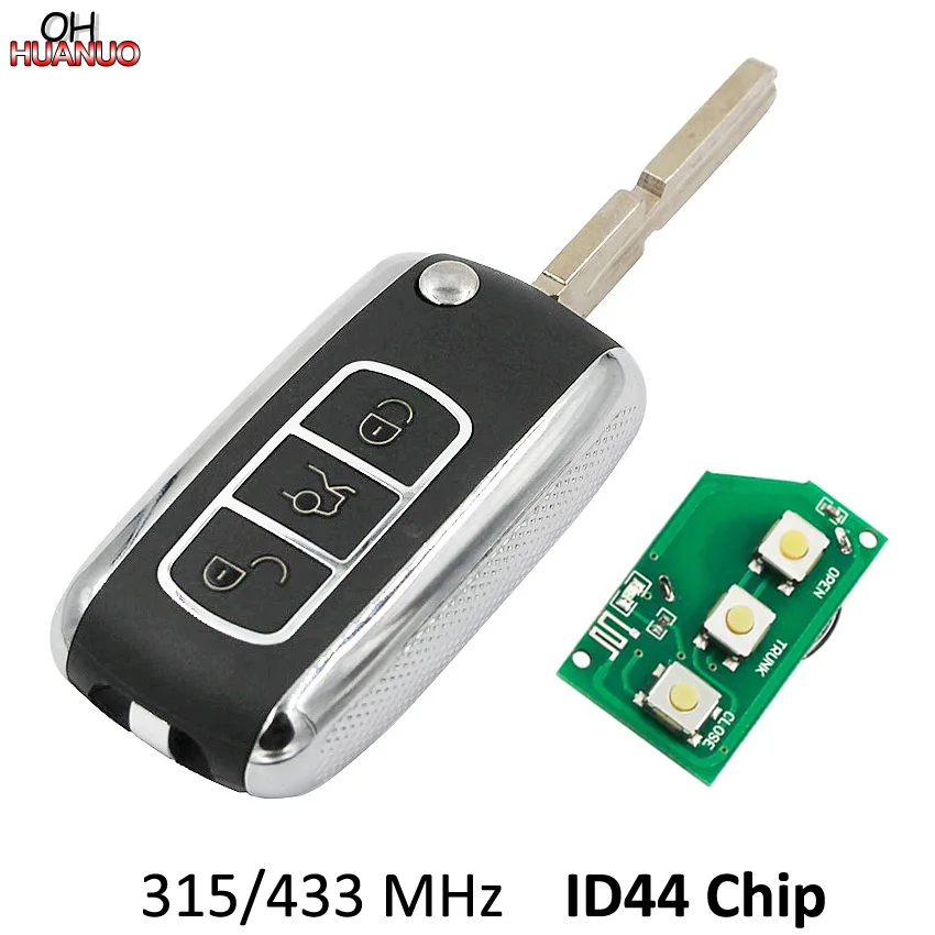 Трехкнопочный серебристый модифицированный Φ безключевой для BMW Bentley Style 315 МГц 433 с чипом ID44 PCF7935 HU58 Blade|fob|fob